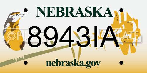 8943IA Nebraska License Plate