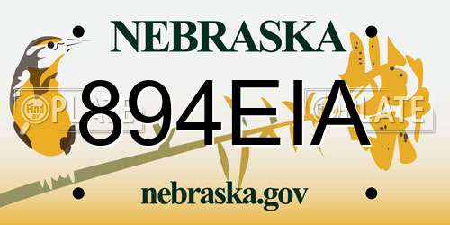 894EIA Nebraska License Plate