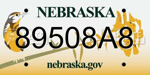 89508A8 Nebraska License Plate
