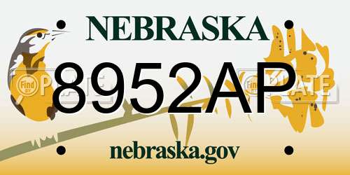 8952AP Nebraska License Plate
