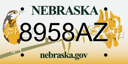 8958AZ Nebraska License Plate