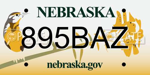 895BAZ Nebraska License Plate