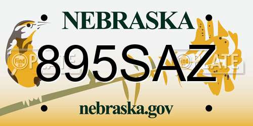 895SAZ Nebraska License Plate