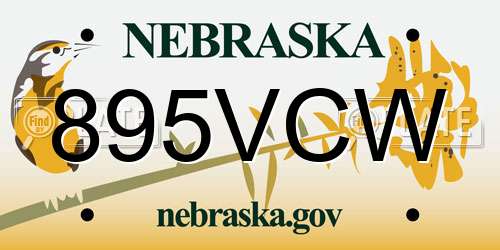 895VCW Nebraska License Plate