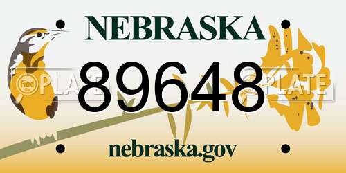 89648 Nebraska License Plate