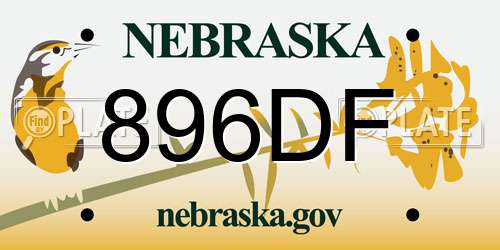 896DF Nebraska License Plate