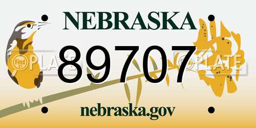 89707 Nebraska License Plate