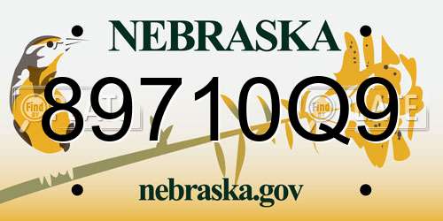 89710Q9 Nebraska License Plate