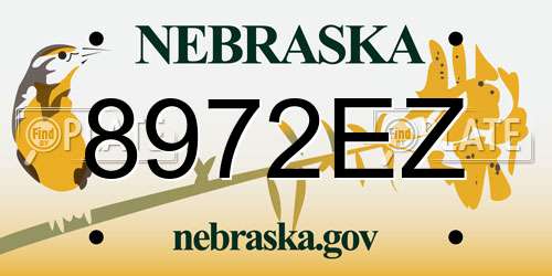 8972EZ Nebraska License Plate