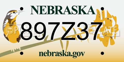 897Z37 Nebraska License Plate