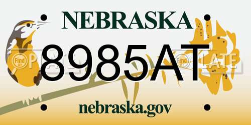 8985AT Nebraska License Plate