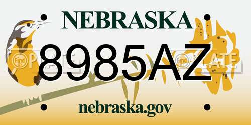 8985AZ Nebraska License Plate