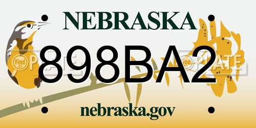 898BA2 Nebraska License Plate