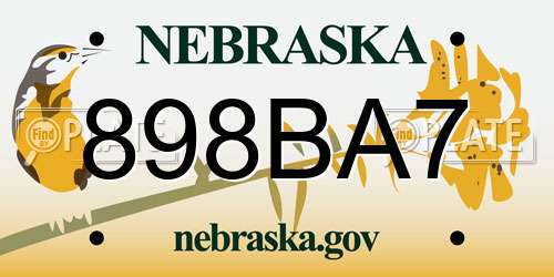 898BA7 Nebraska License Plate