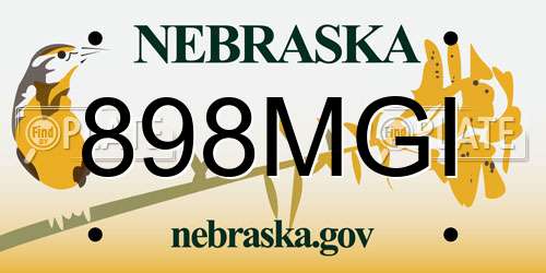 898MGI Nebraska License Plate