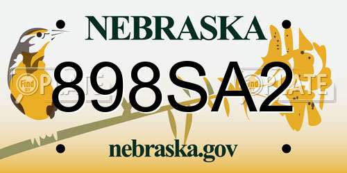 898SA2 Nebraska License Plate