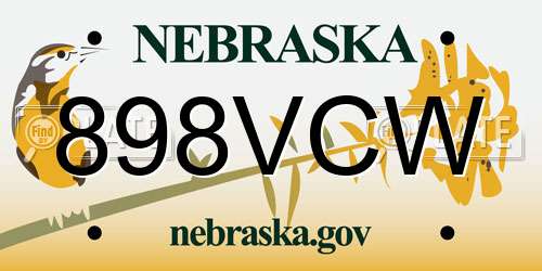 898VCW Nebraska License Plate