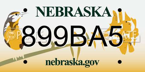 899BA5 Nebraska License Plate