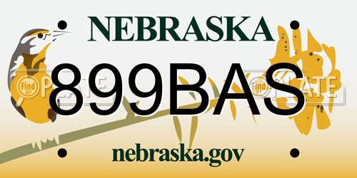 899BAS Nebraska License Plate