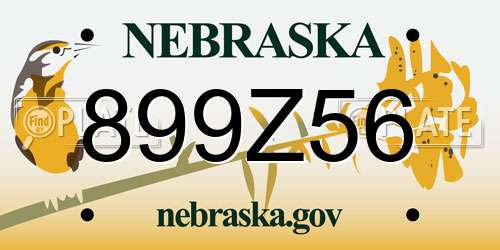 899Z56 Nebraska License Plate