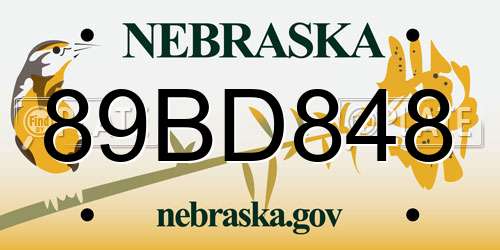 89BD848 Nebraska License Plate