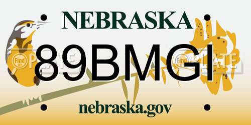 89BMGI Nebraska License Plate