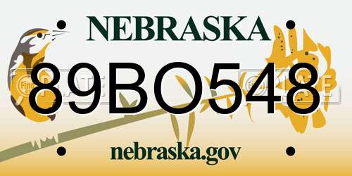 89BO548 Nebraska License Plate