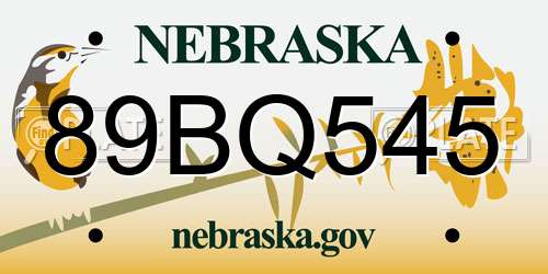 89BQ545 Nebraska License Plate