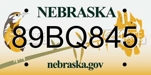 89BQ845 Nebraska License Plate