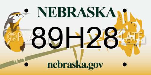 89H28 Nebraska License Plate