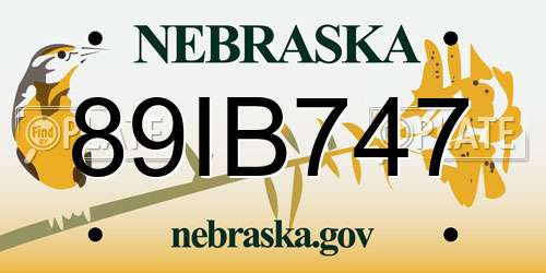 89IB747 Nebraska License Plate