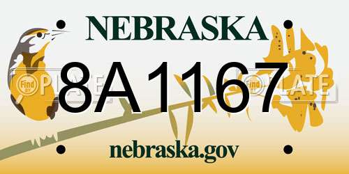 8A1167 Nebraska License Plate