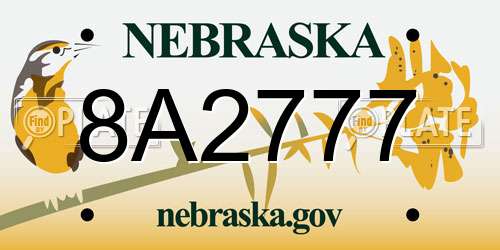 8A2777 Nebraska License Plate