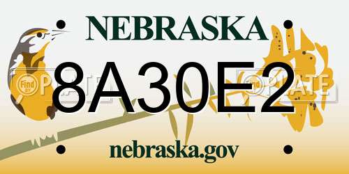 8A30E2 Nebraska License Plate