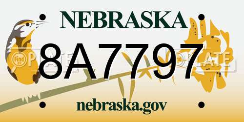 8A7797 Nebraska License Plate