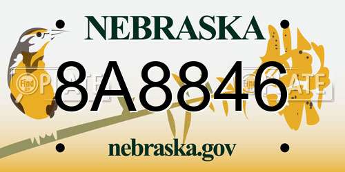 8A8846 Nebraska License Plate