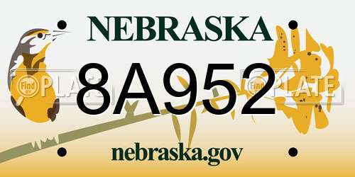 8A952 Nebraska License Plate
