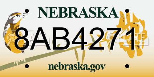 8AB4271 Nebraska License Plate