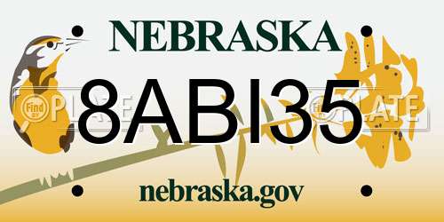 8ABI35 Nebraska License Plate