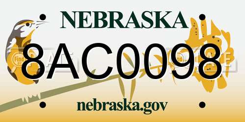 8AC0098 Nebraska License Plate