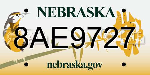 8AE9727 Nebraska License Plate