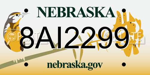8AI2299 Nebraska License Plate