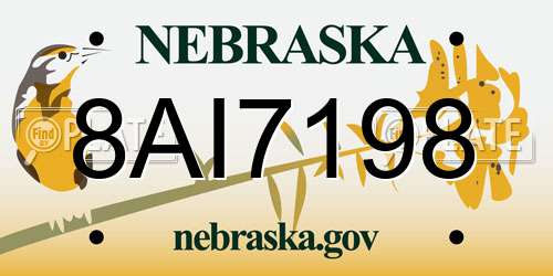 8AI7198 Nebraska License Plate