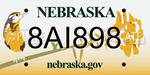 8AI898 Nebraska License Plate