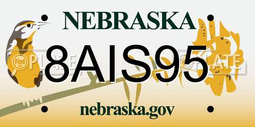 8AIS95 Nebraska License Plate
