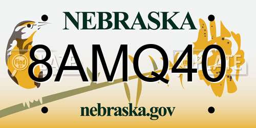 8AMQ40 Nebraska License Plate