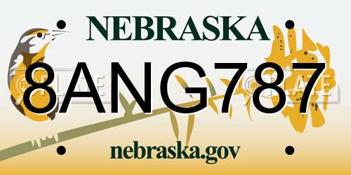 8ANG787 Nebraska License Plate