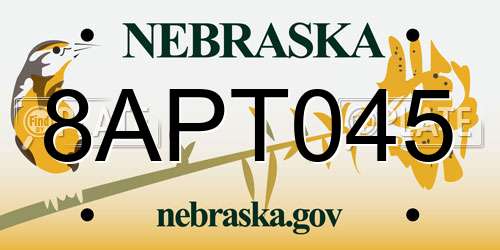 8APT045 Nebraska License Plate