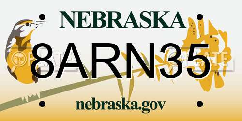 8ARN35 Nebraska License Plate