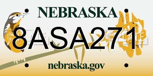 8ASA271 Nebraska License Plate